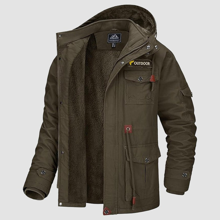Men's field jacket in Coffee, front view