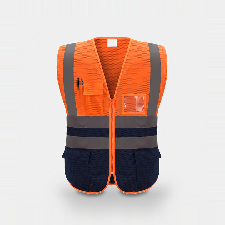 Hi-vis safety vest in Hi-Vis Orange Mesh, front view