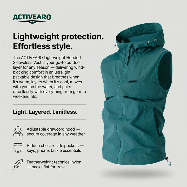 Lightweight Hooded Sleeveless Fishing Vest – Summer Outdoor Layer