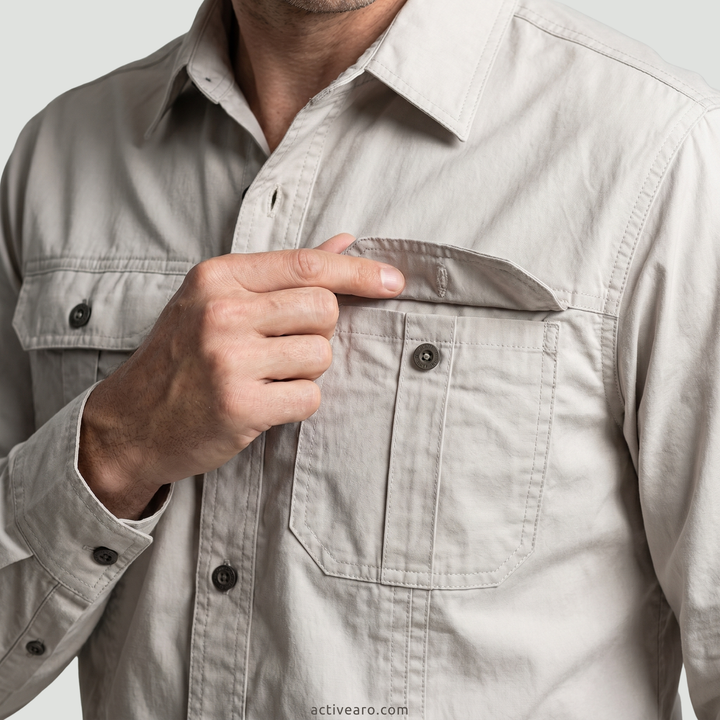Lightweight Long-Sleeve Outdoor Shirt – Durable Cotton-Blend for Active Use
