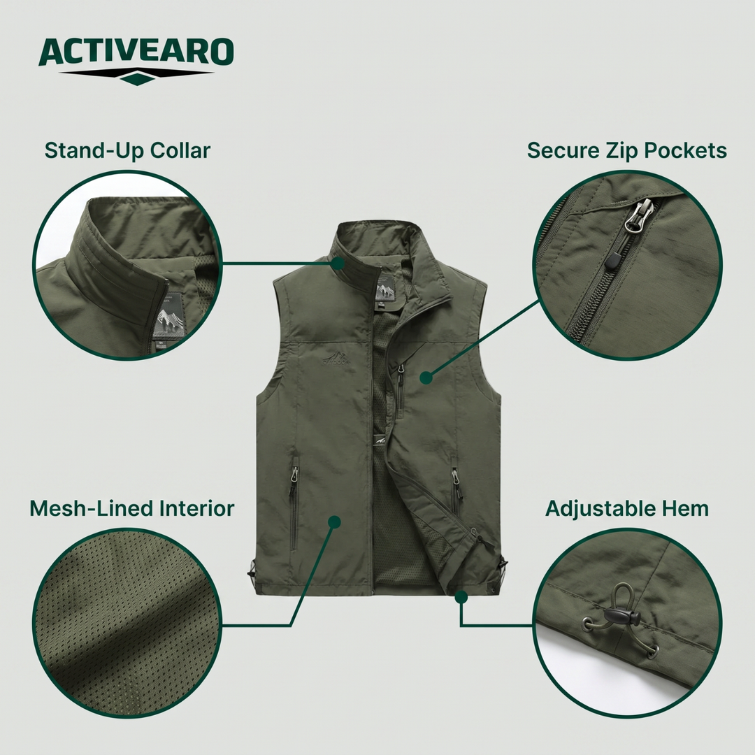 Lightweight Breathable Hiking Vest – Multi-Pocket Outdoor Layer