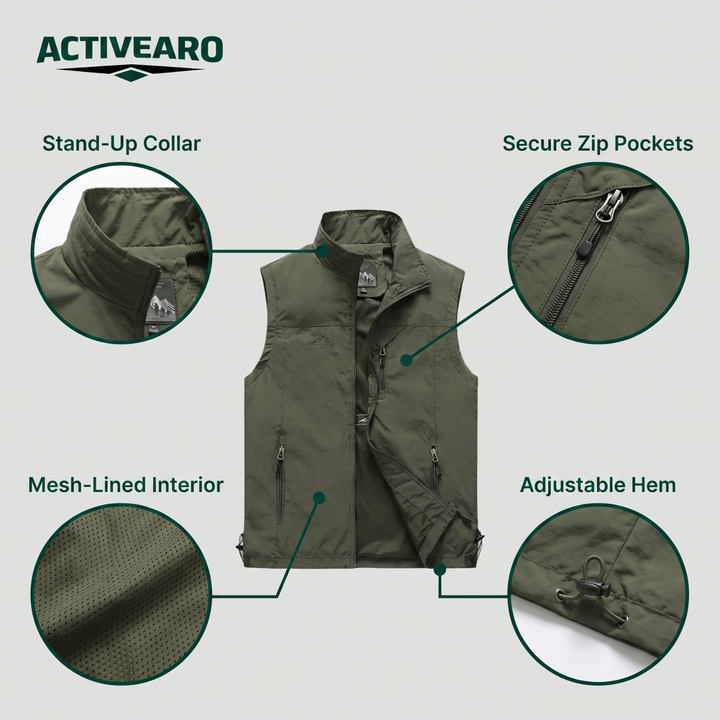 Lightweight Breathable Hiking Vest – Multi-Pocket Outdoor Layer
