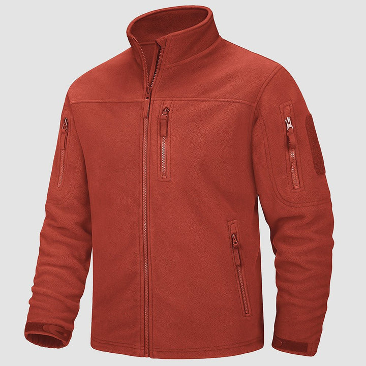 Men's tactical fleece jacket in Orange, front view