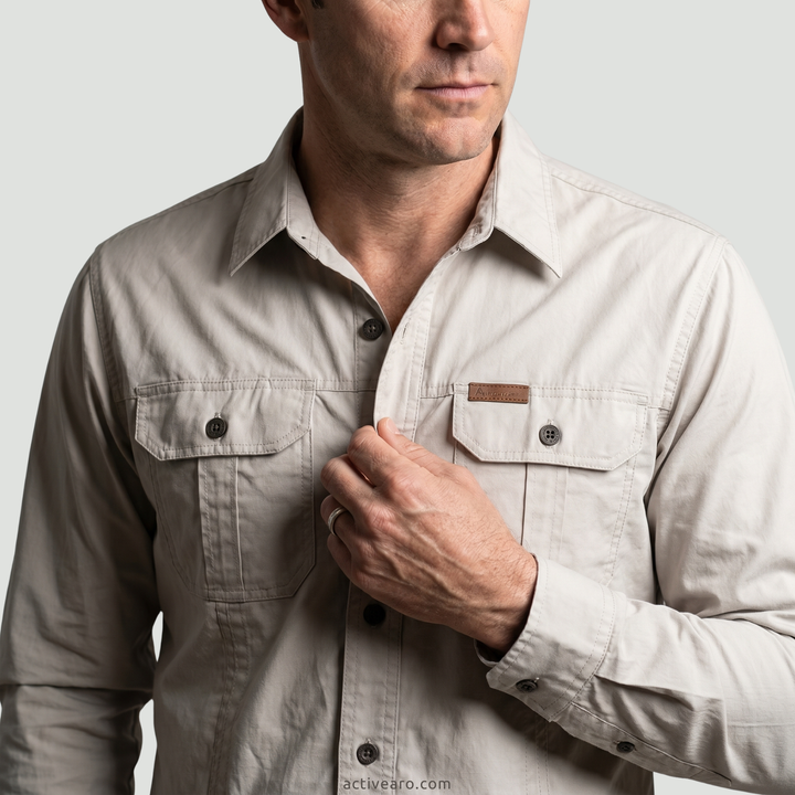 Lightweight Long-Sleeve Outdoor Shirt – Durable Cotton-Blend for Active Use