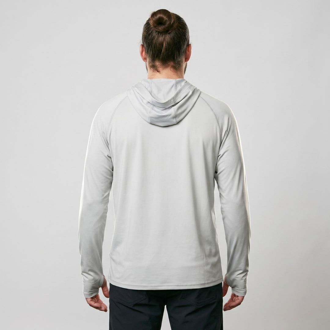 Men's UPF 50+ Sun Hoodie – Quick-Dry Polyester UV Top with Thumb Loops for Hiking and Fishing