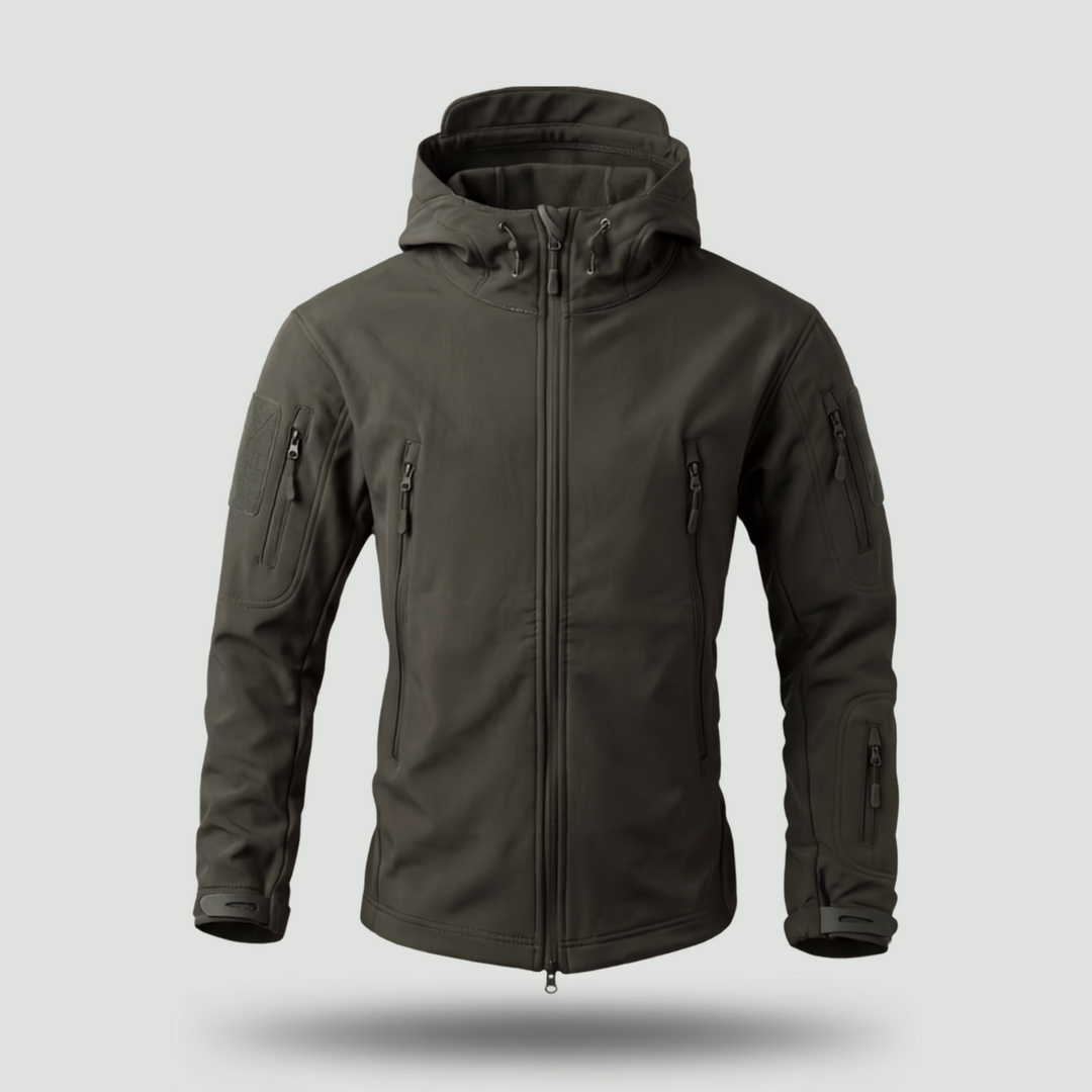 Men’s Hooded Outdoor Sports Jacket – Solid Color with Zipper Closure