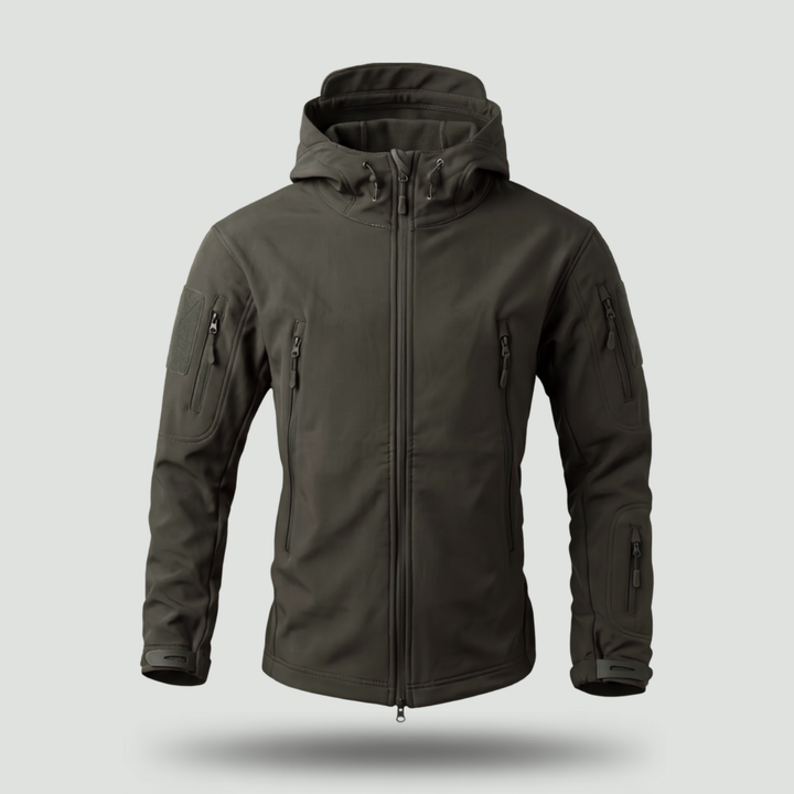 Men’s Hooded Outdoor Sports Jacket – Solid Color with Zipper Closure