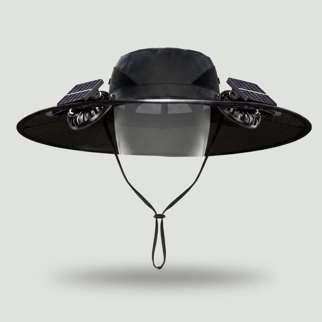 Solar Fan Hat with Dual Fans USB Rechargeable - Wide Brim Cooling Hat for Fishing and Outdoor Use