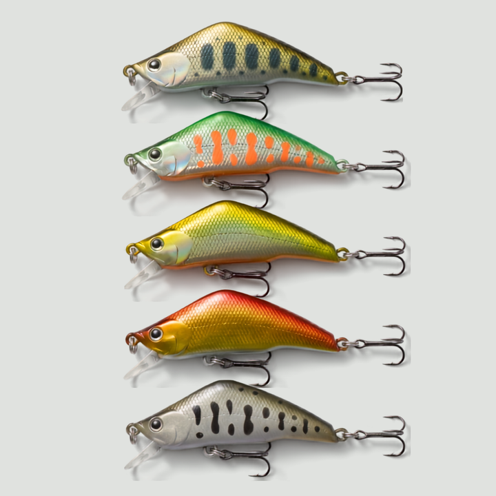 Sinking Minnow Lures - 1.9in Hard Bait Treble Hooks for Bass and Pike