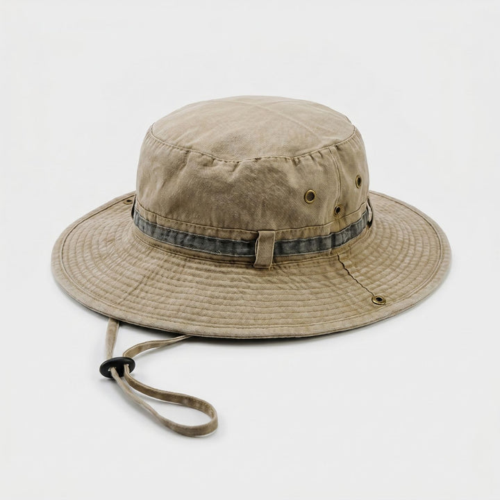 Packable Cotton Boonie Hat – Wide-Brim Sun Hat with Chin Strap for Fishing and Hiking