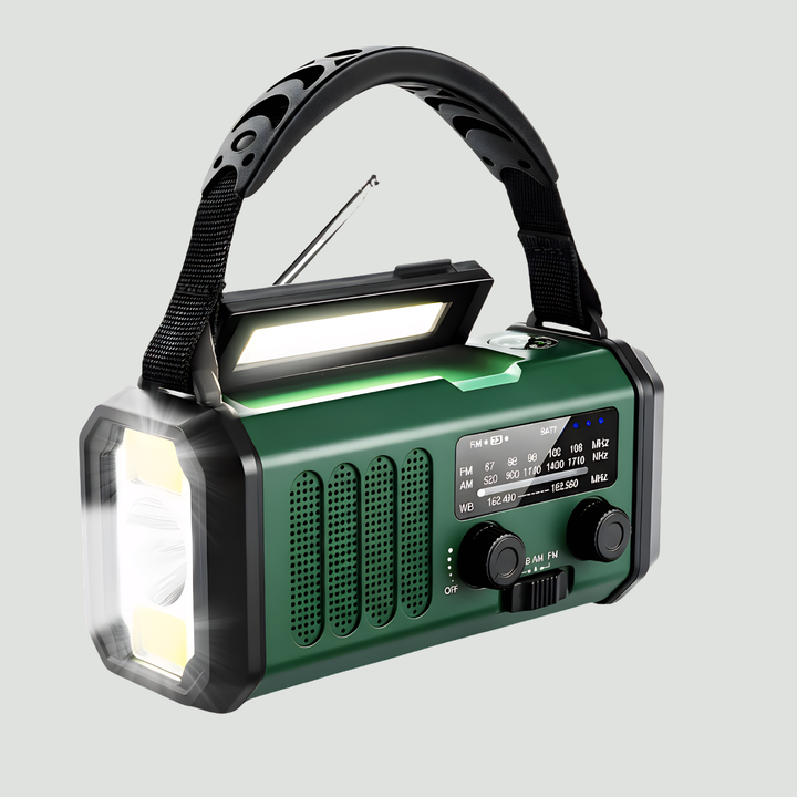 Emergency Weather Radio with Solar & Hand Crank – 10000 mAh Power Bank