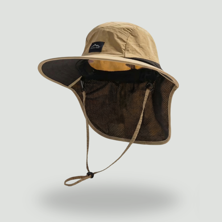 Unisex Wide-Brim Sun Hat with Neck Flap and Chin Strap – Packable for Hiking and Fishing