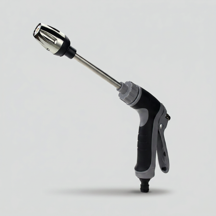 High-Pressure Garden Hose Nozzle — Adjustable Jet & Wide Spray, Metal Build