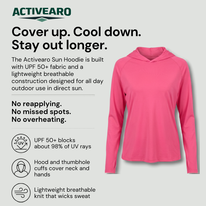 Women's UPF 50+ Sun Hoodie – Lightweight Hooded UV Protection Top for Outdoor and Travel