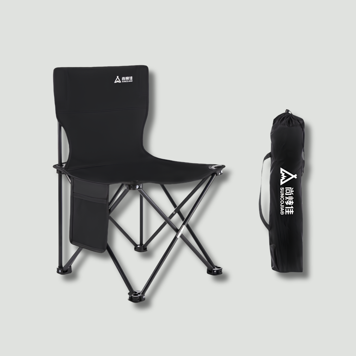 Portable Folding Chair with Backrest – Steel-Frame Outdoor Chair for Fishing and Camping
