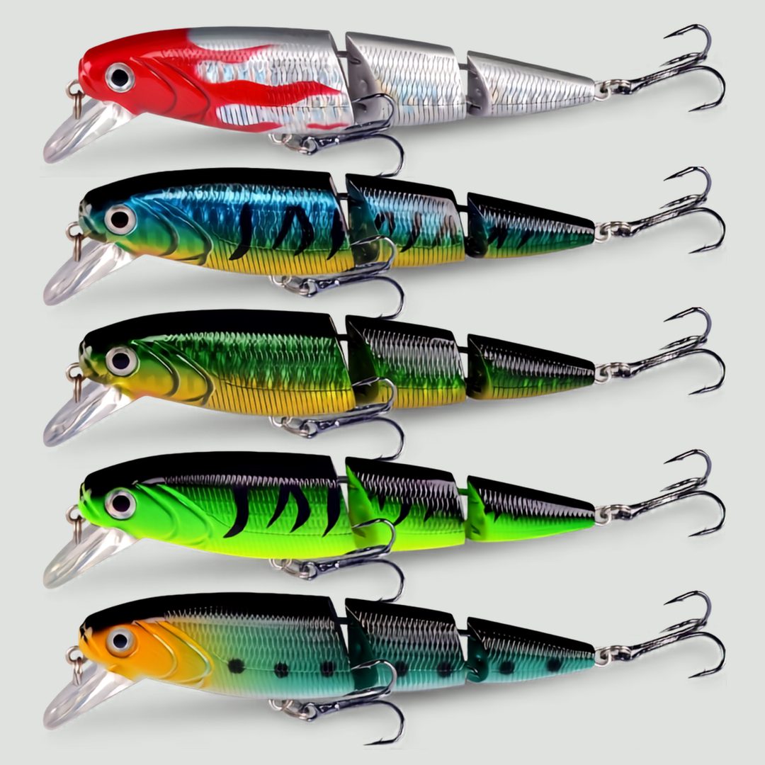 5-Piece Multi-Jointed Swimbait Lure Set – Bass and Carp