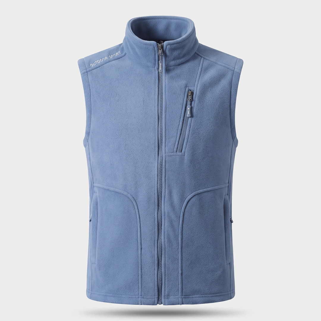 Fleece Vest Jacket Blue — Ghost Mannequin Front
