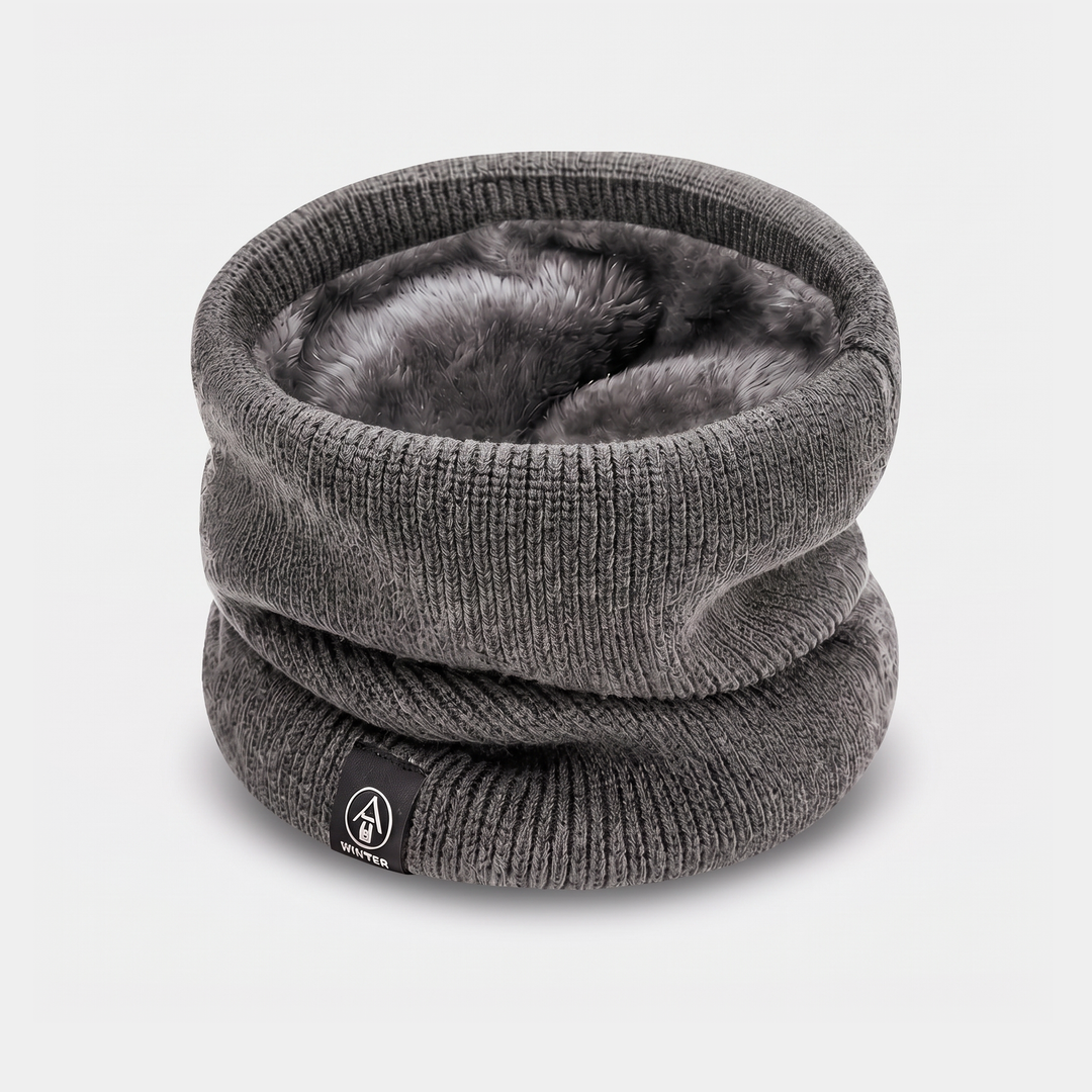 Winter scarf fleece lined knit neck warmer in Dark Gray