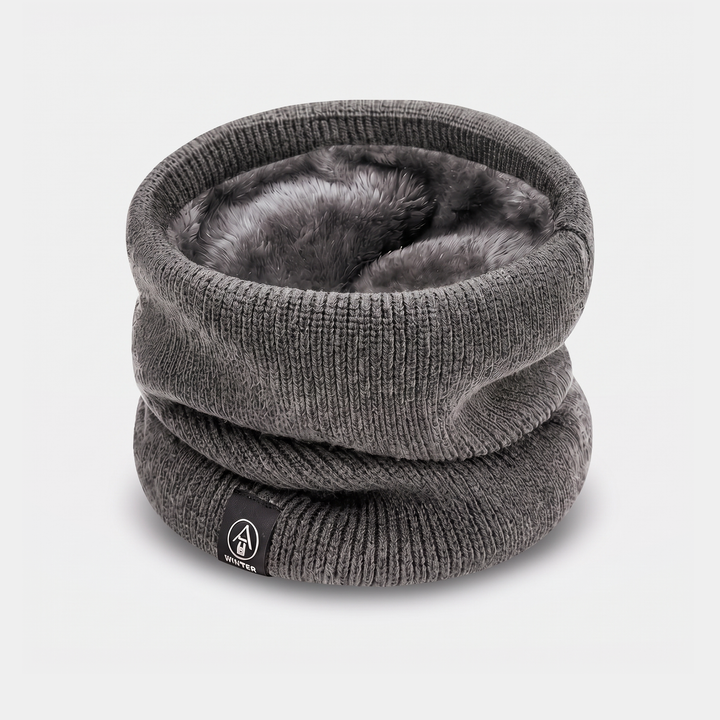 Winter scarf fleece lined knit neck warmer in Dark Gray