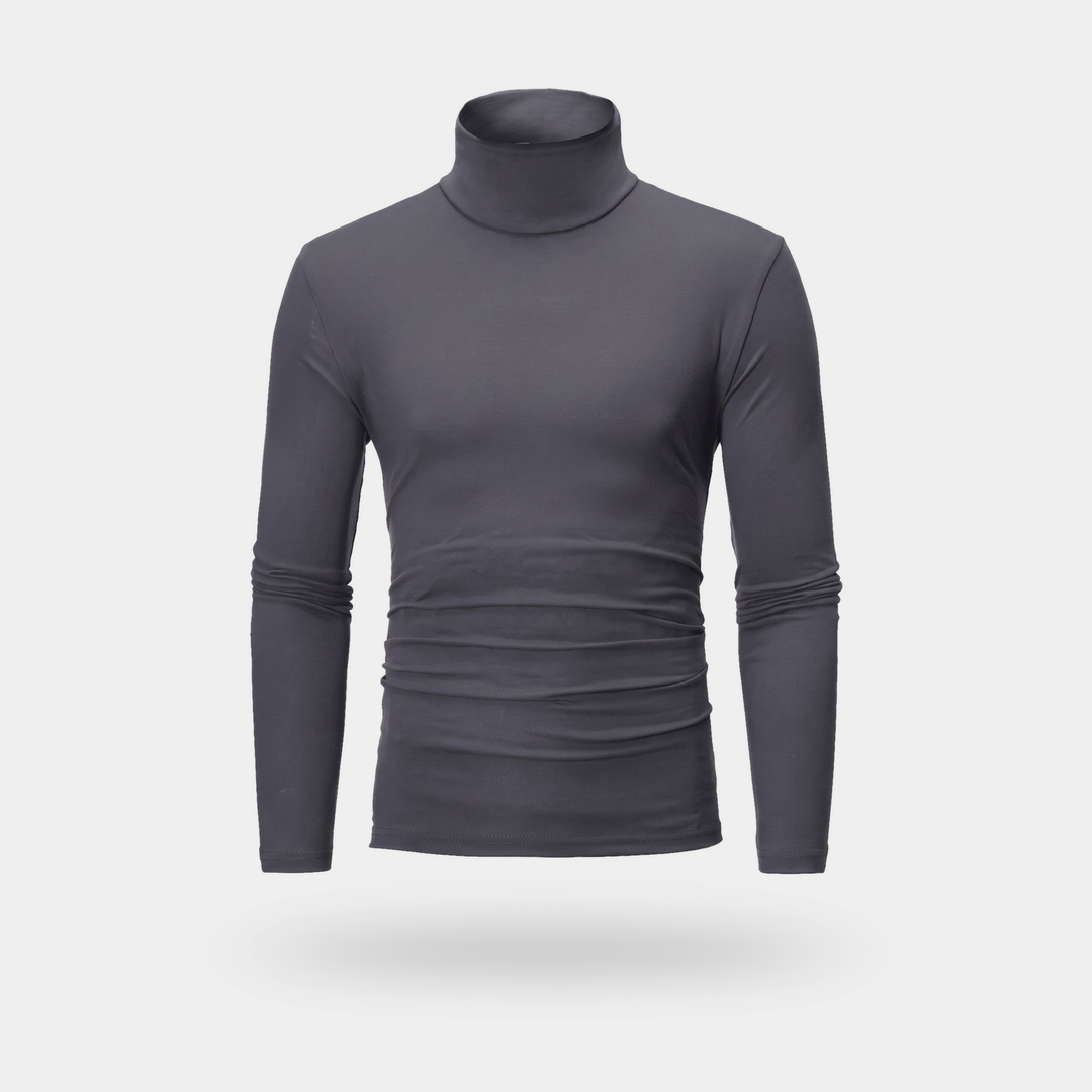 Activearo men's turtleneck shirt in dark gray, front view