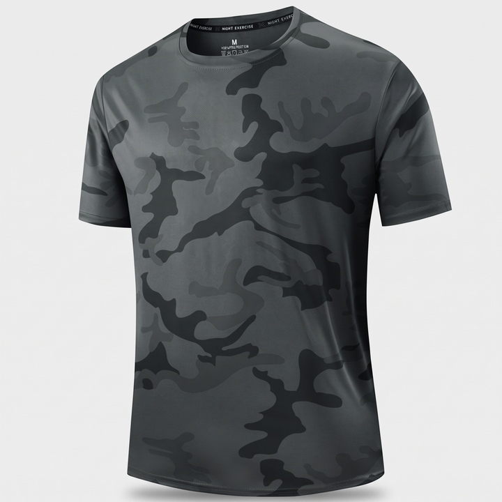 Men's Camo T-Shirt in Dark Gray - ghost mannequin front view
