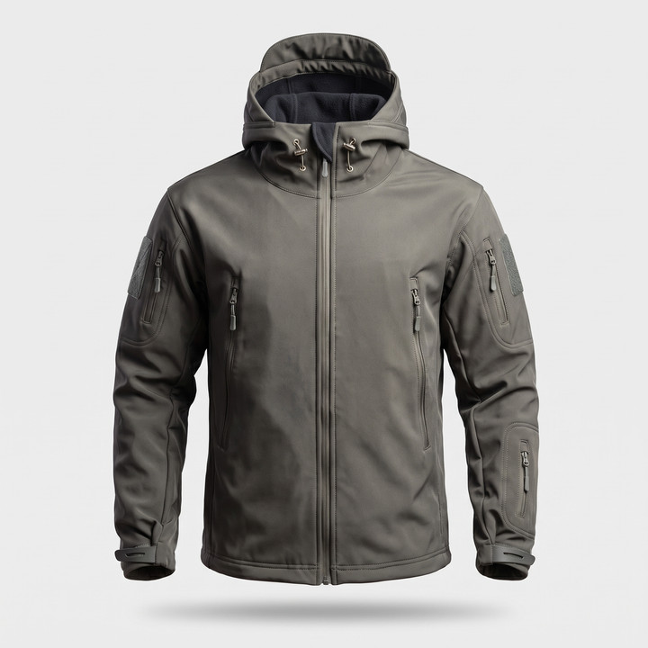 Gray men's hunting jacket - front view