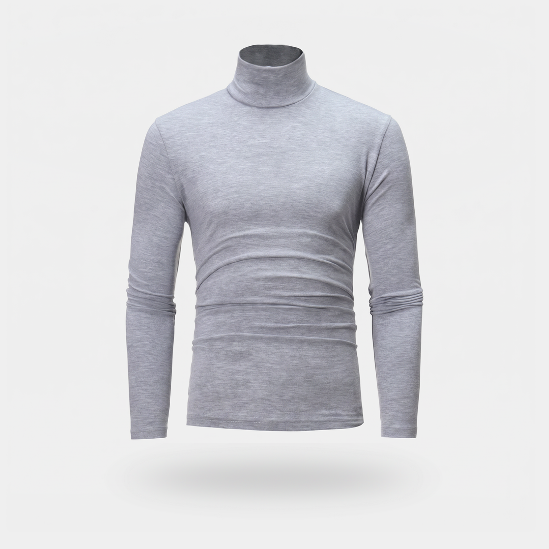 Activearo men's turtleneck shirt in light gray, front view