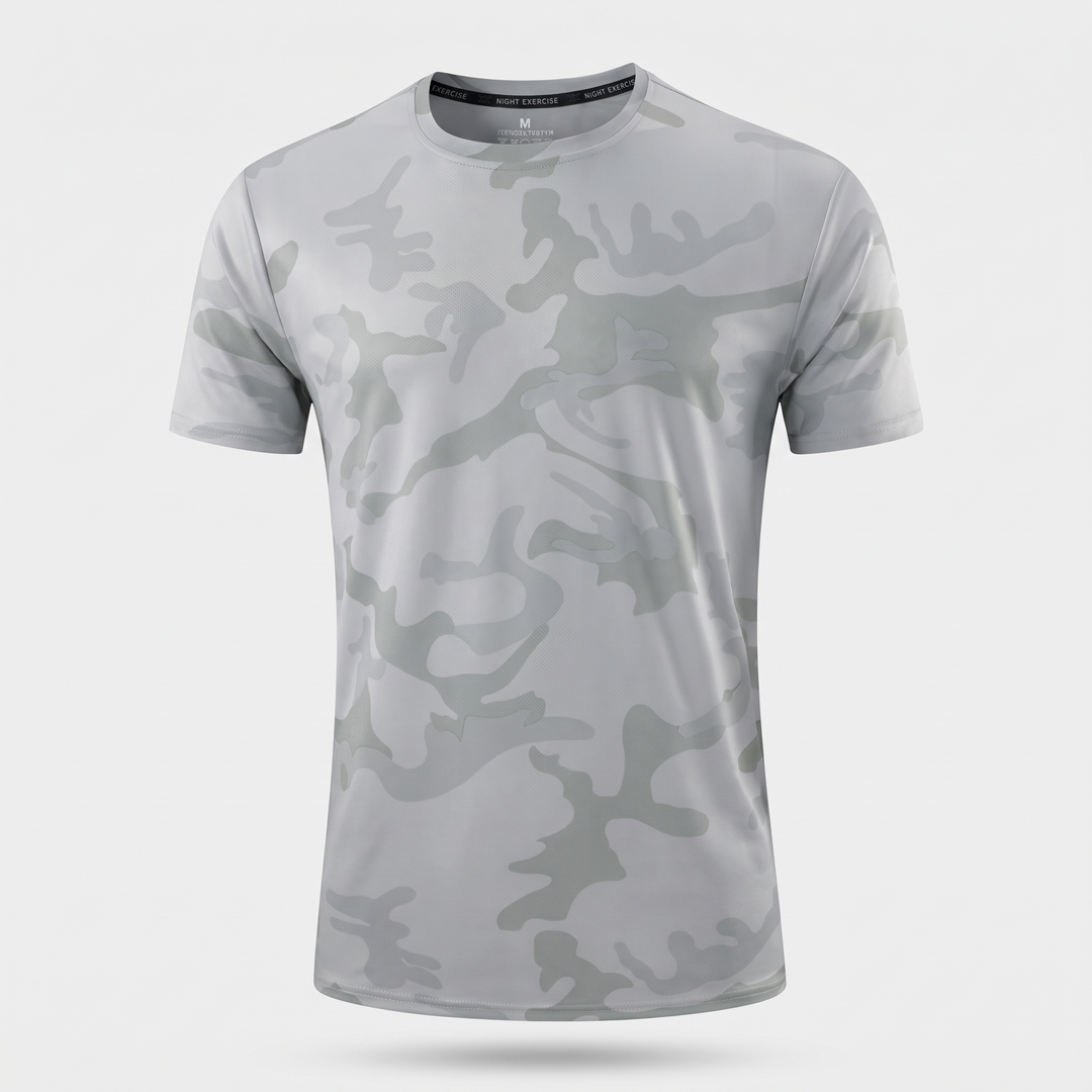 Men's Camo T-Shirt in Light Gray - ghost mannequin front view