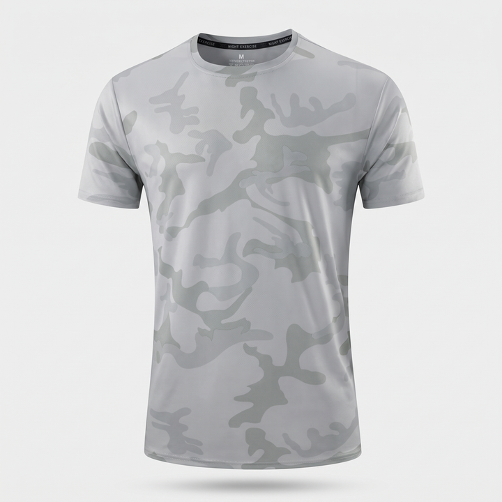 Men's Camo T-Shirt in Light Gray - ghost mannequin front view