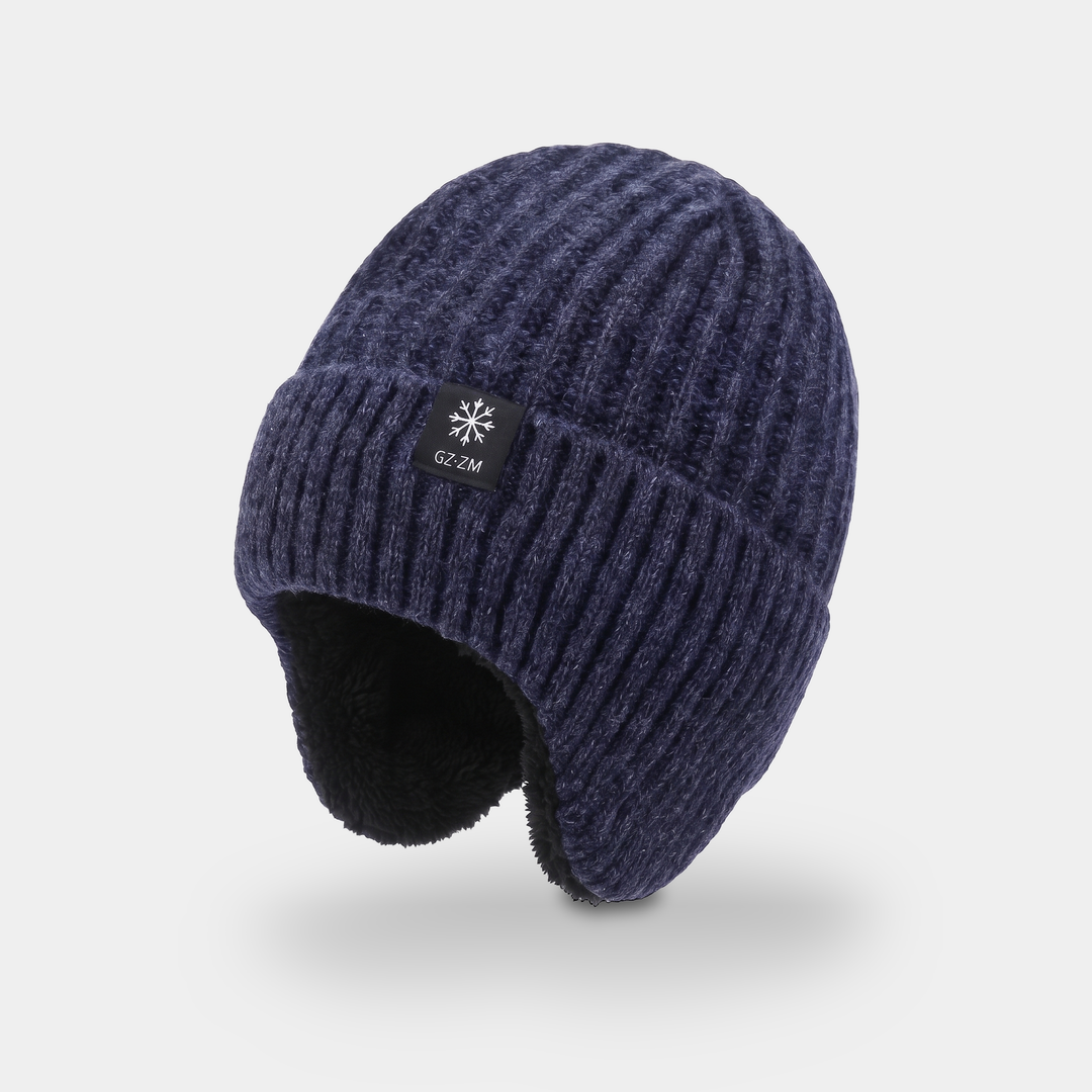 Men's Earflap Hat - Velvet Lined Winter Beanie with Ear Flaps