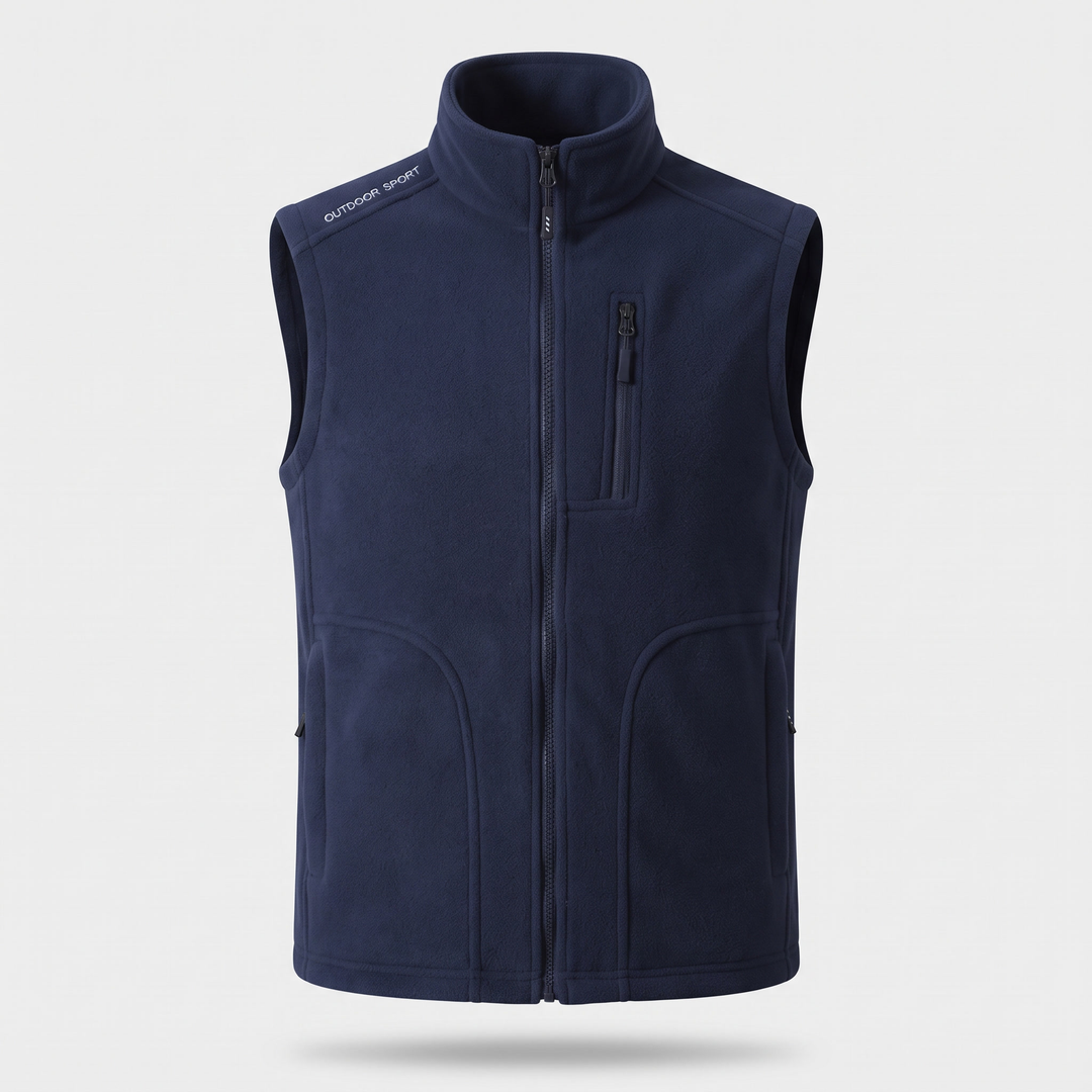 Fleece Vest Jacket Navy — Ghost Mannequin Front