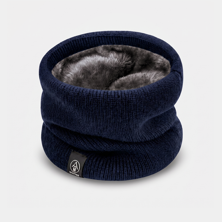 Winter scarf fleece lined knit neck warmer in Navy