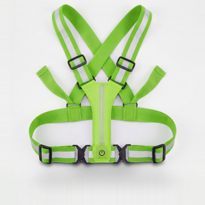 Reflective vest with LED lights in Neon Green, flat lay front view