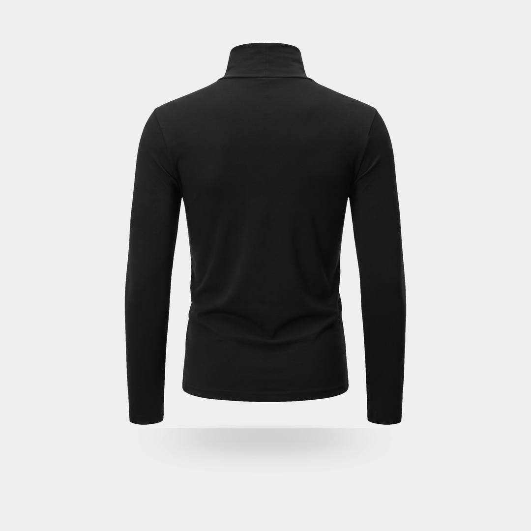 Back of the men's turtleneck shirt in black