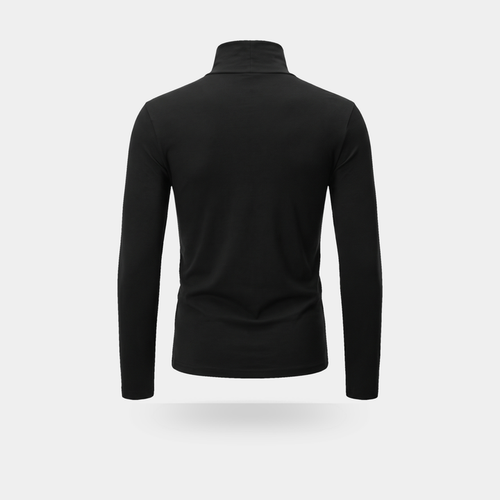Back of the men's turtleneck shirt in black