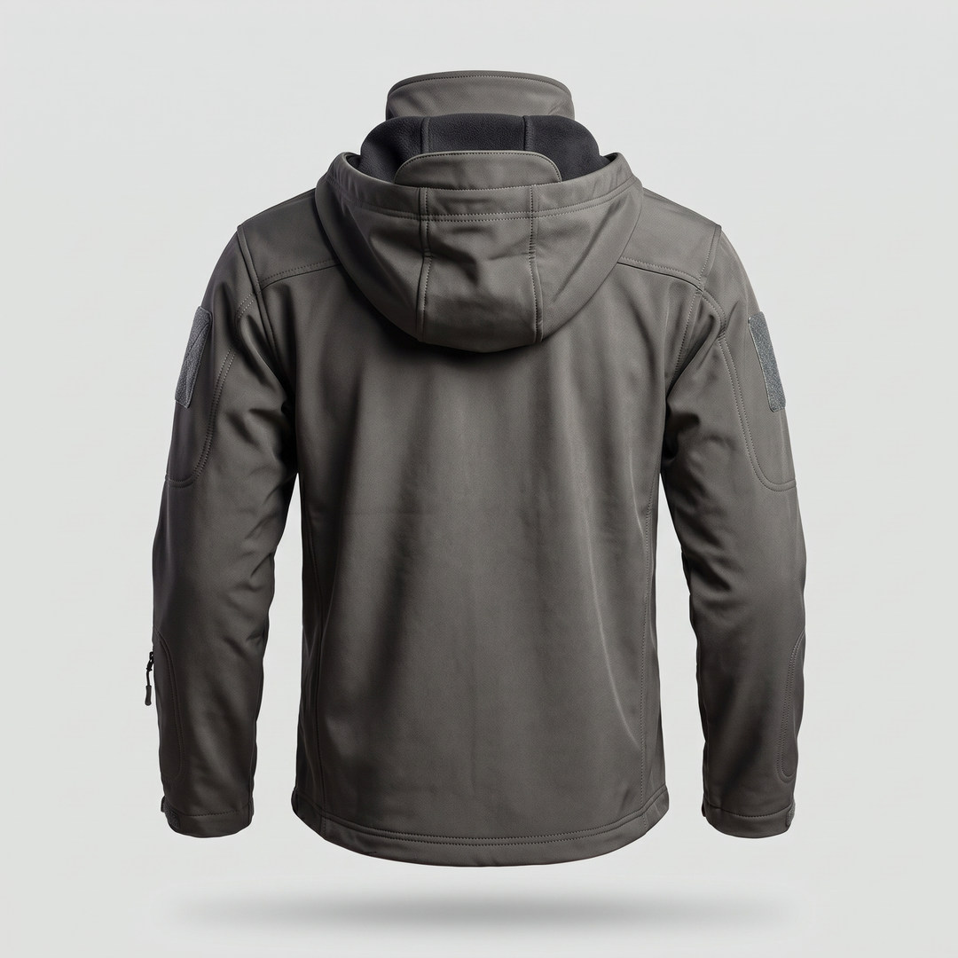 Gray men's hunting jacket - back view
