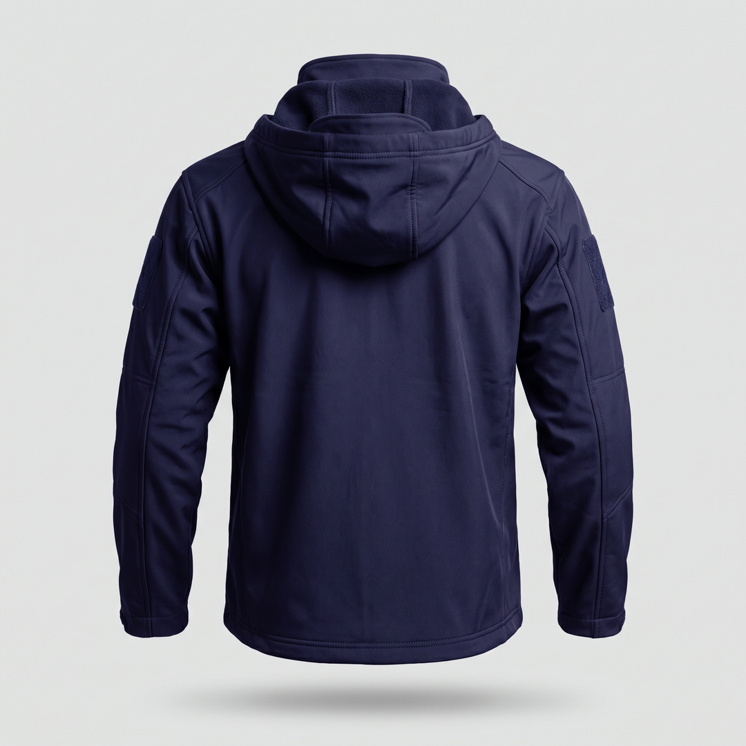 Navy men's hunting jacket - back view