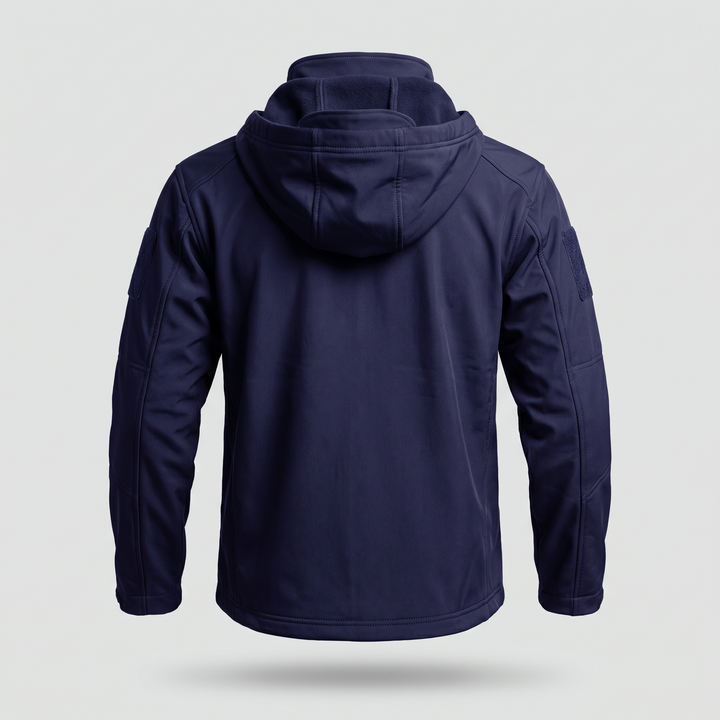 Navy men's hunting jacket - back view