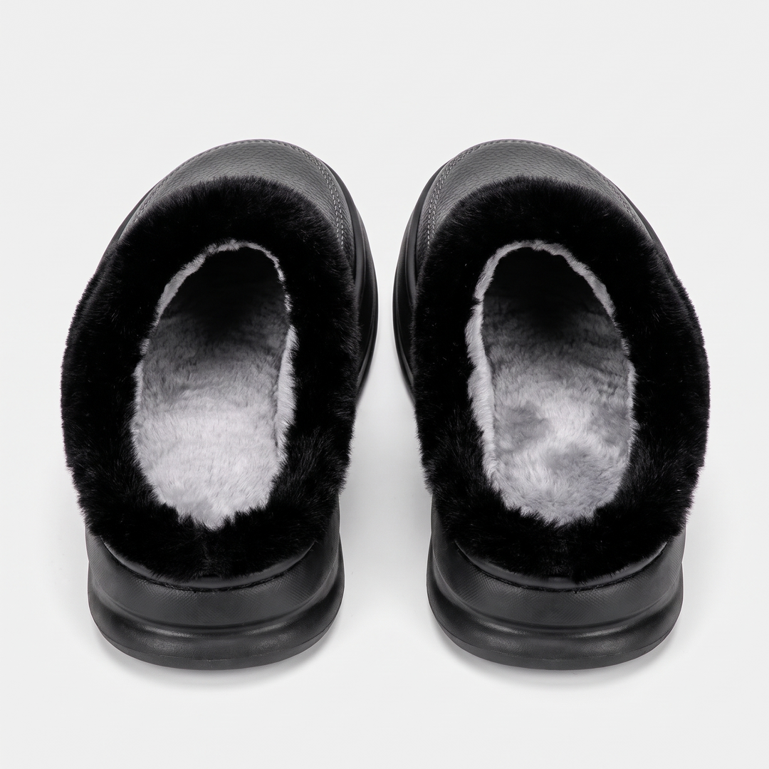 Back view of the slipper clogs showing the open back and sherpa lining