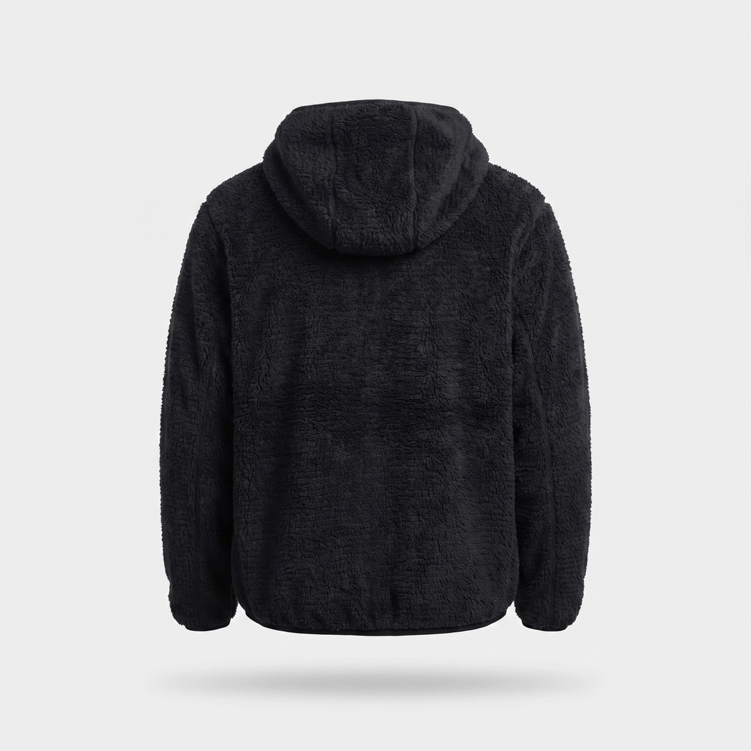 Fleece Hoodie - Sherpa Pullover with Thumbhole Cuffs - Zip Chest Pocket