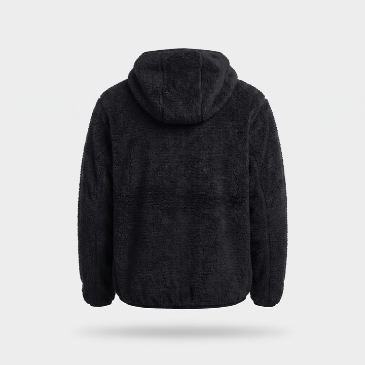 Fleece Hoodie - Sherpa Pullover with Thumbhole Cuffs - Zip Chest Pocket