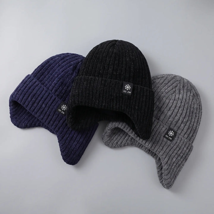 Men's Earflap Hat - Velvet Lined Winter Beanie with Ear Flaps