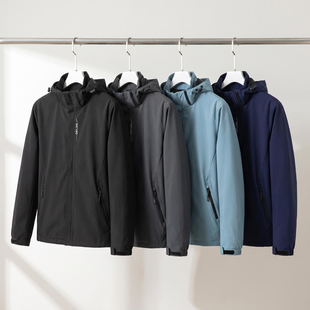 Waterproof rain jacket - Black, Gray, Light Blue and Navy Blue
