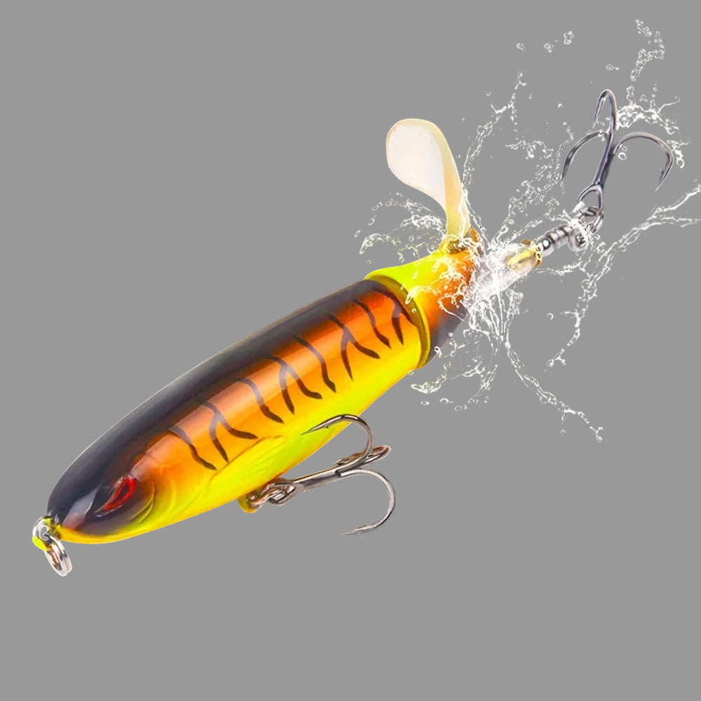 Topwater Popper Fishing Lure with Rotating Tail – Hard Bait for Surface Fishing