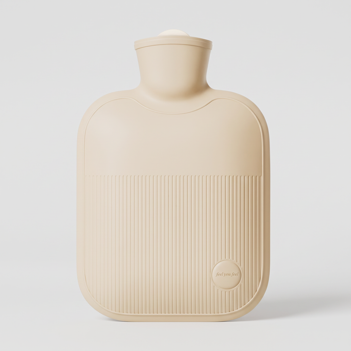 Large 2 liter hot water bottle in Beige