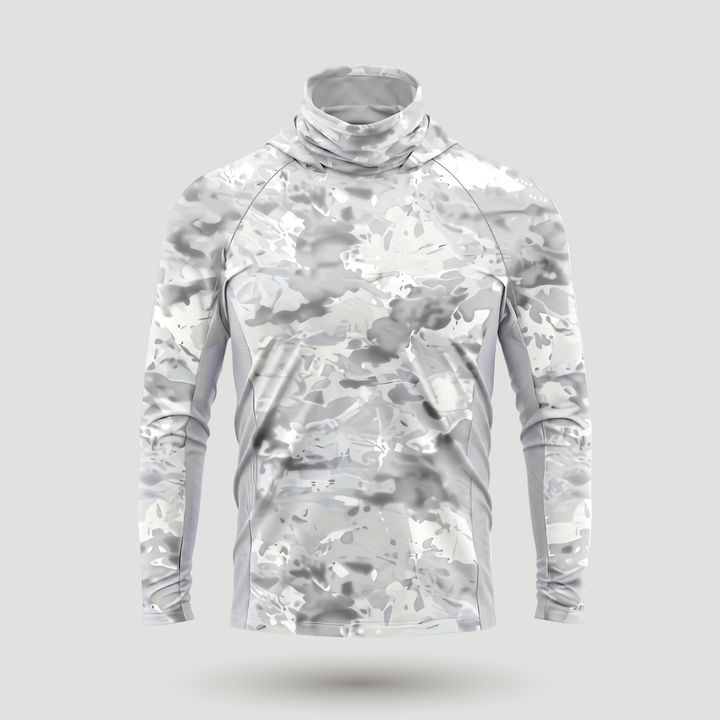 Men’s Camouflage Long-Sleeve Performance Sun Hoodie with Hood & Face Cover