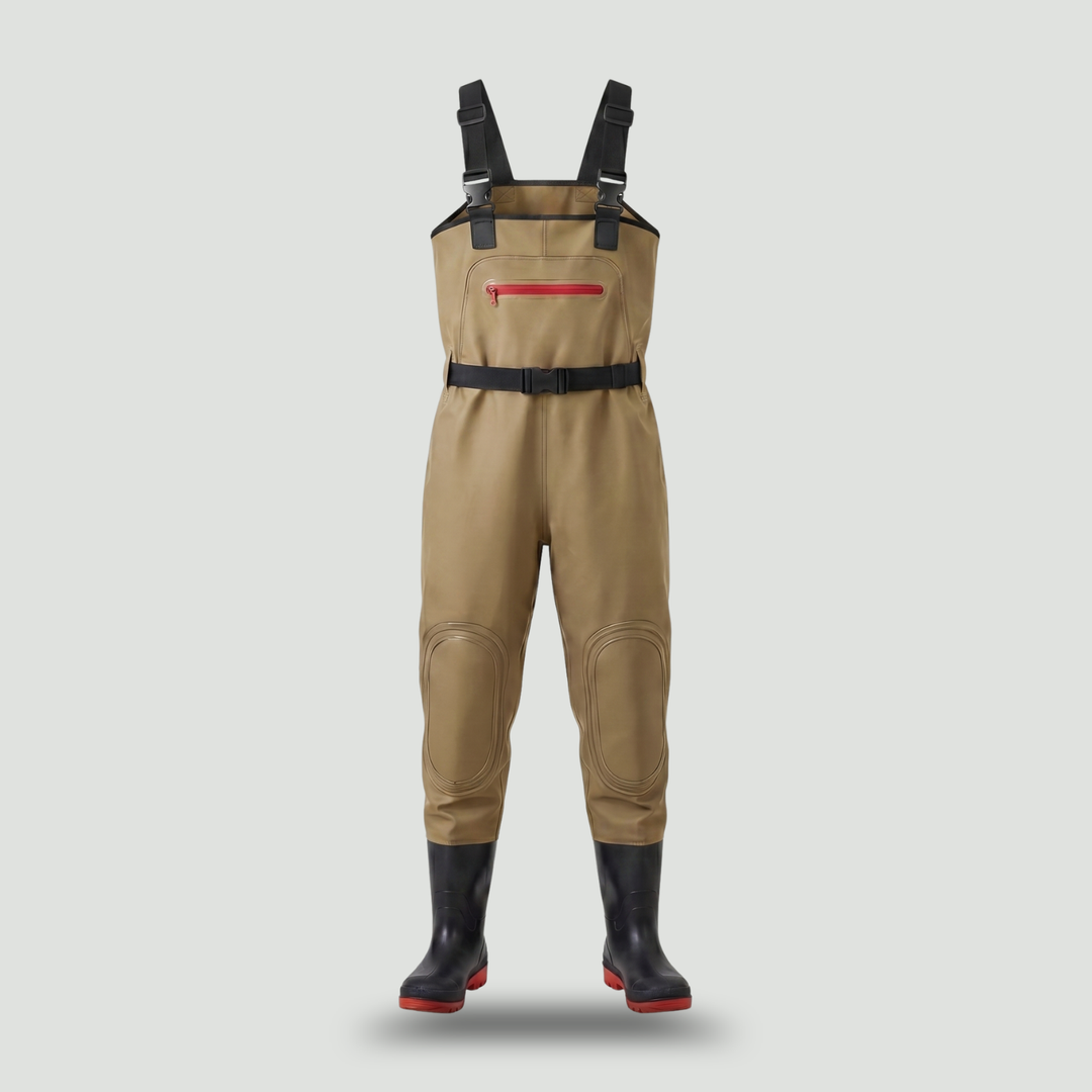 Unisex Fishing Wading Pants – Half Waders with Integrated Water Shoes