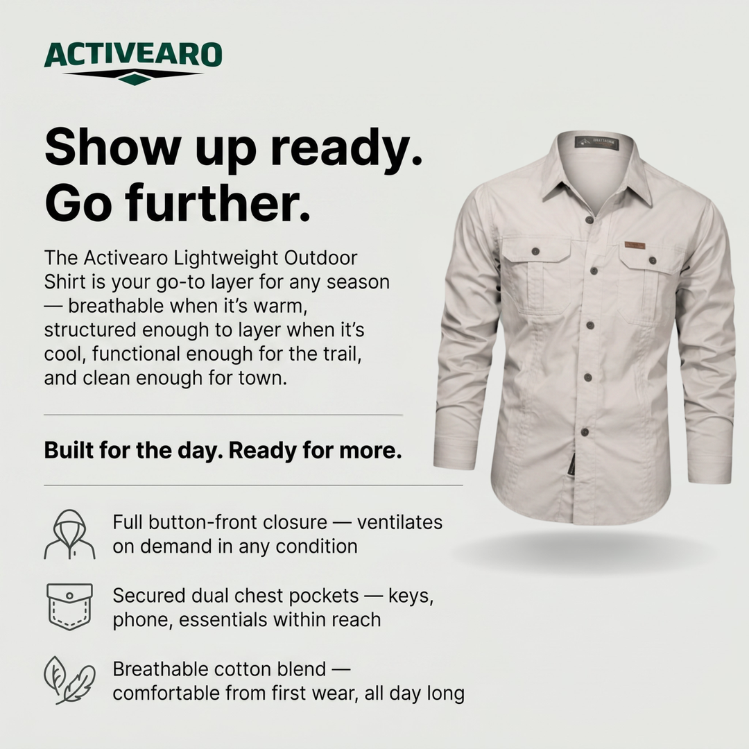 Lightweight Long-Sleeve Outdoor Shirt – Durable Cotton-Blend for Active Use