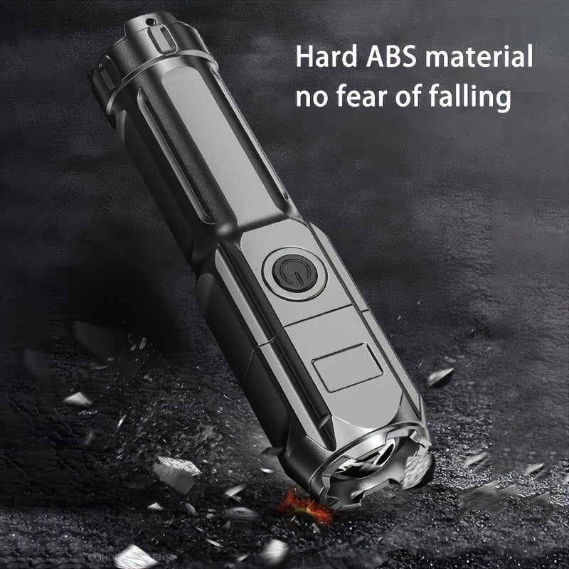 Portable Zoom Flashlight with Focusable Beam – Compact & Rechargeable