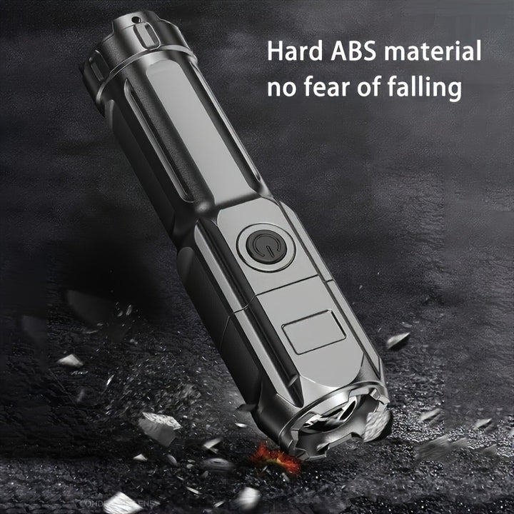 Portable Zoom Flashlight with Focusable Beam – Compact & Rechargeable